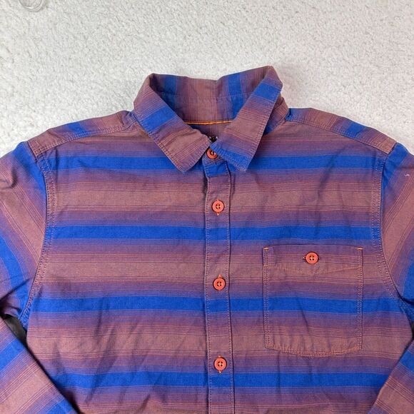 Mountain Hardwear‎ Shirt Mens Small Blue Striped Long Sleeve Flannel - Picture 9 of 12